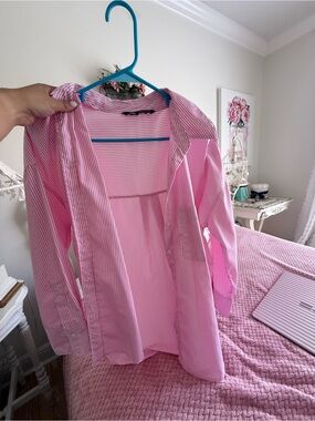 Pink Striped Button-Up Shirt Zara